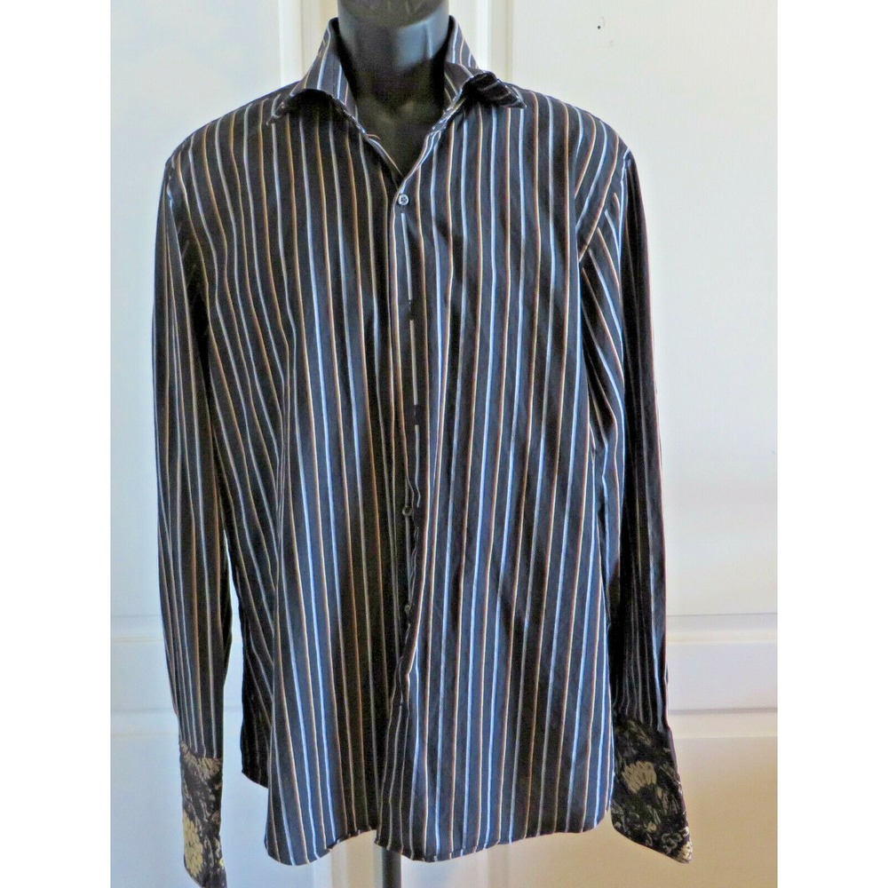Mens Banana Republic Dress Shirt Stripes Contrast French Cuffs Long Sleeve L